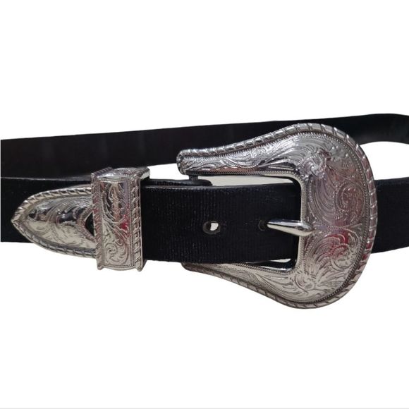Gorgeous Double Buckle Velvet Leather S/M 89cm Filigree‎ Western Belt main image 5